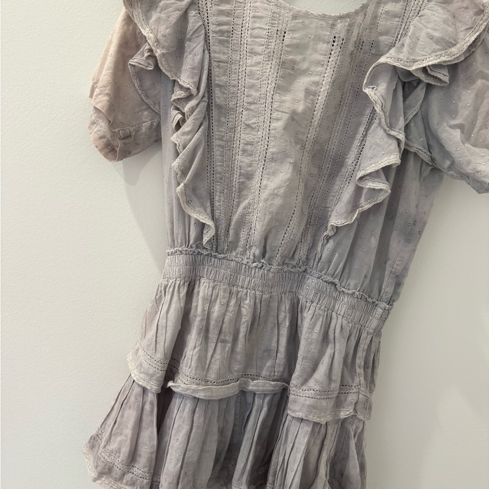 Charming Gray Dress with Ruffle Details